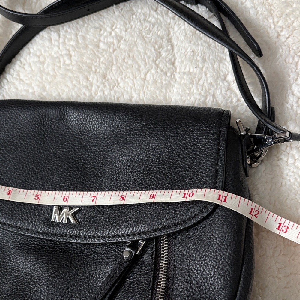 Michael Kors Black Pebbled Leather Flap Crossbody with Silver Hardware - Picture 7 of 7